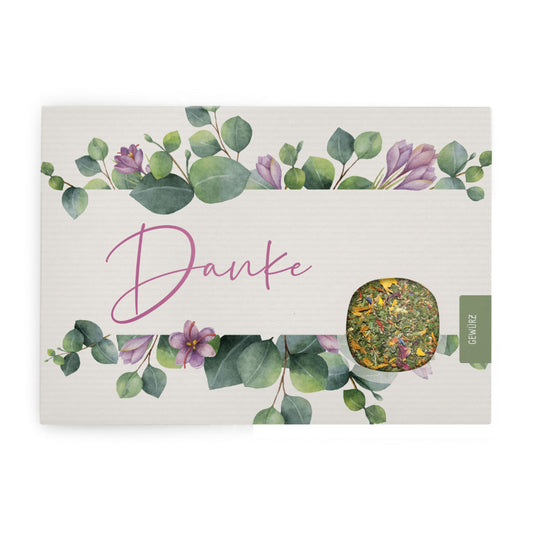Postkarte "Danke" Blumen Gewürz