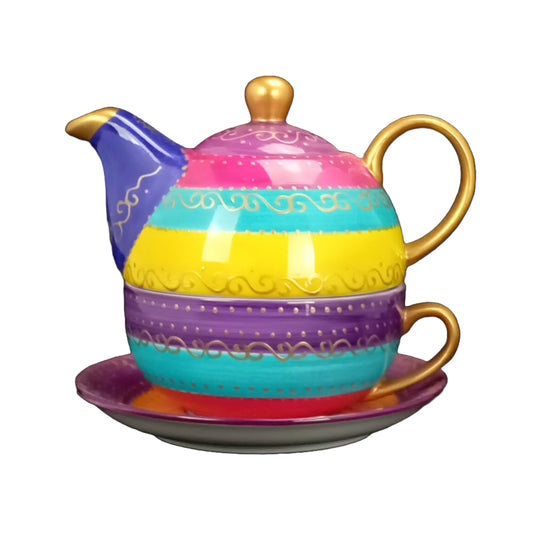 Tea for One "Oriental gestreift", Keramik 3tlg.