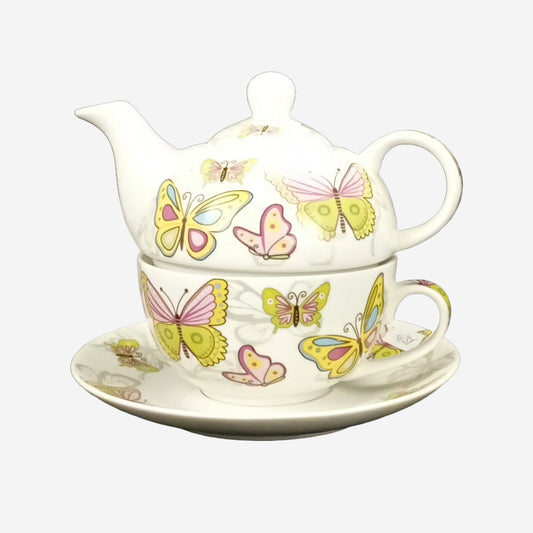 Tea for One "Schmetterling", Keramik 3 tlg.
