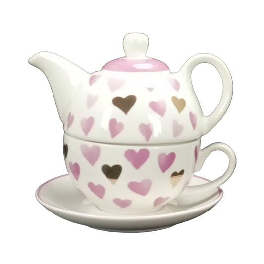 Tea for One "Herz", Porzellan 3 tlg.