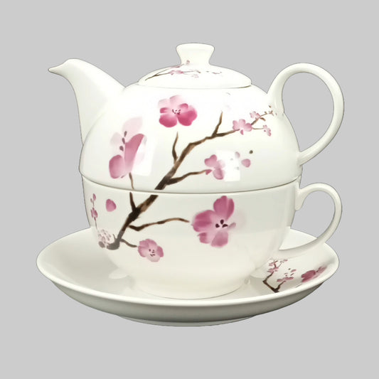 Tea for One "Kirschblüte", Keramik 3tlg.