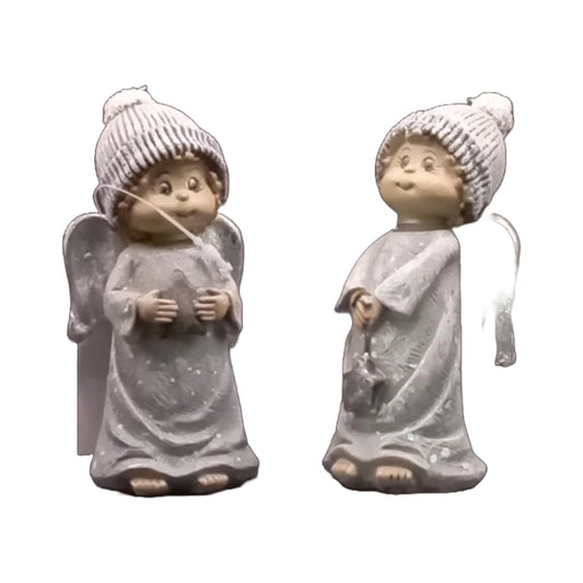 Engel aus Poly Grau 2er Set