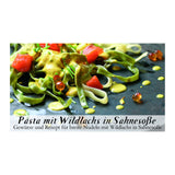 Pasta mit Wildlachs in Sahnesoße-Gewürzkasten