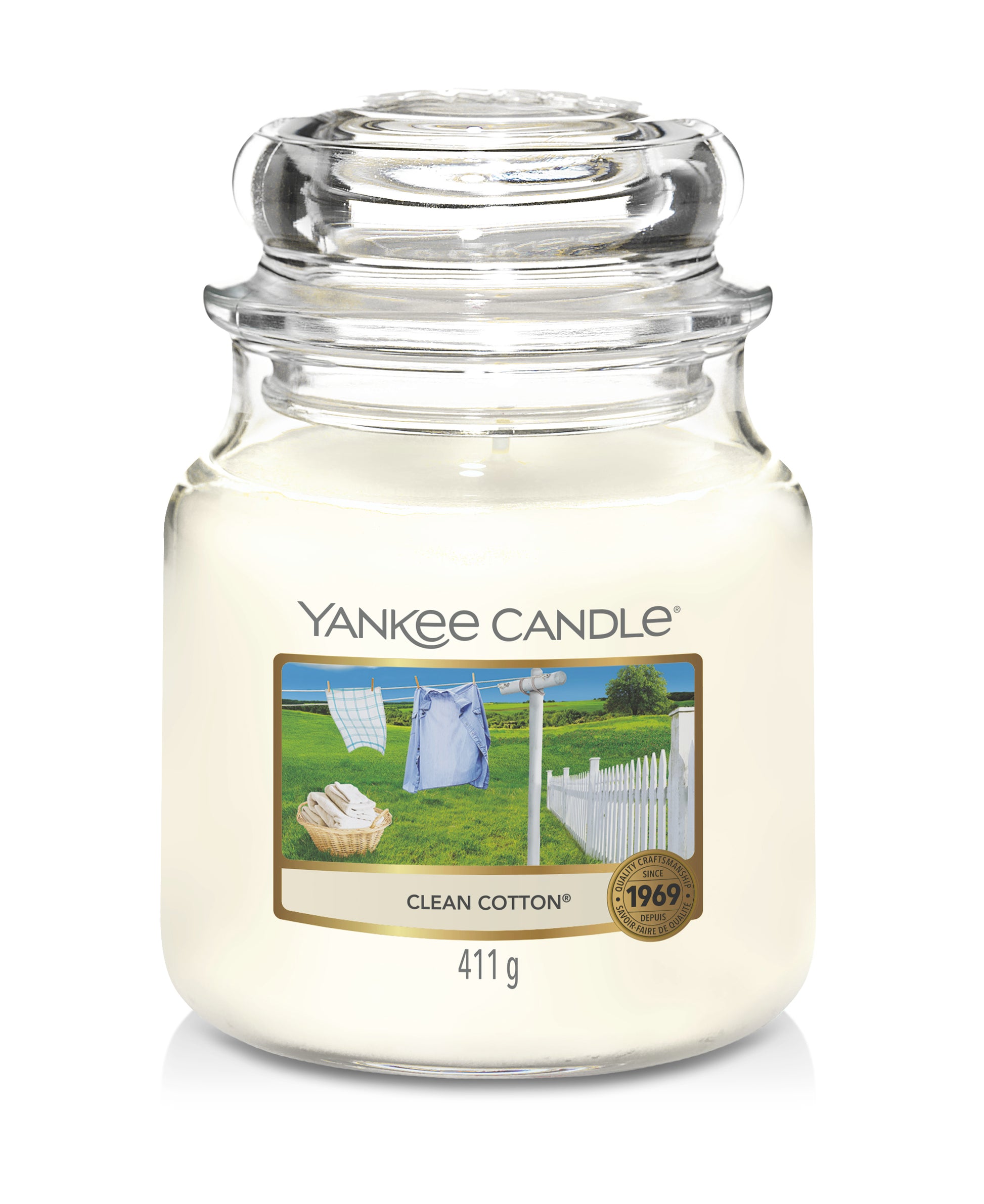 Yankee Candle, Duftkerze, Kerze, Housewarmer, Kerze im Glas, Clean Cotton, Frische Wäsche, Schäfer Gewürze